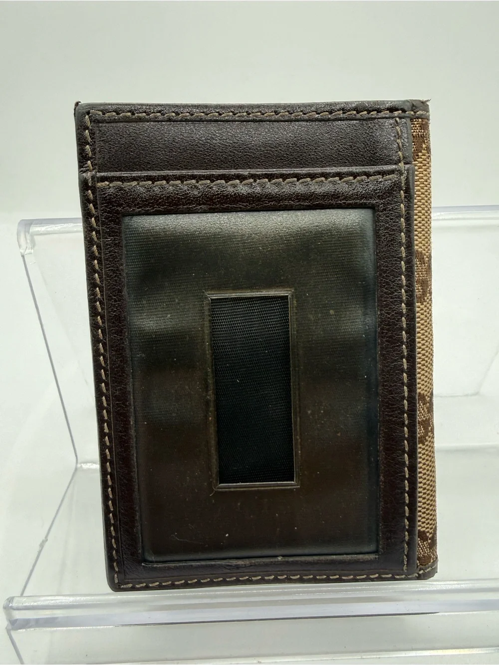 Gucci Brown Tan Monogram Card Holder wallet with Heart Logo - Picture 3 of 10